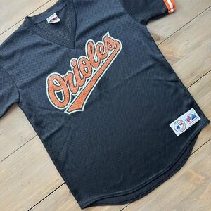 Vintage Baltimore Orioles Jersey Mens XL‎ Black MLB Baseball Mesh Made in USA